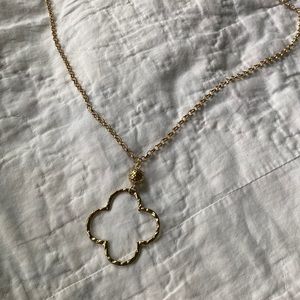 Open Quatrefoil (clover) Pendant in Hammered Gold Finish
